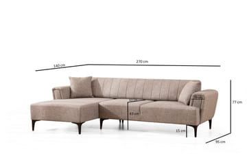 Lilesville Sovesofa med divan - Lysebrun - Møbler - Sofaer - Sovesofaer - Hjørnesovesofa