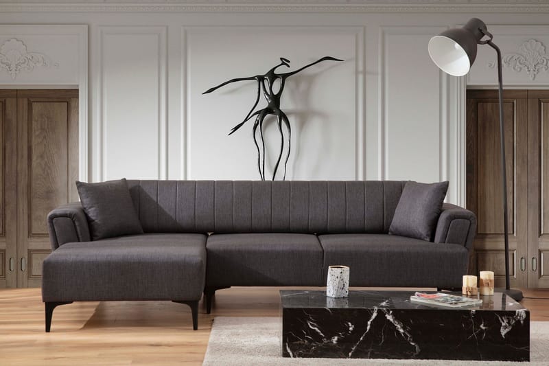 Lilesville Sovesofa med divan - Mørkegrå - Møbler - Sofaer - Sovesofaer - Hjørnesovesofa