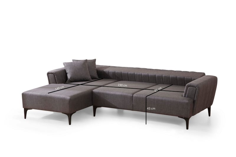 Lilesville Sovesofa med divan - Mørkegrå - Møbler - Sofaer - Sovesofaer - Hjørnesovesofa