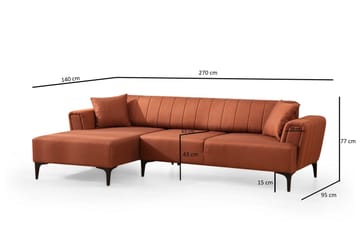 Lilesville Sovesofa med divan - Rød - Møbler - Sofaer - Sovesofaer - Hjørnesovesofa