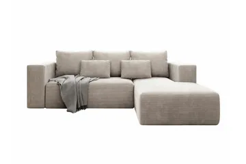 Listowel 3-seter Høyrevendt Hjørnesovesofa med Divan og Sjeselong i Stoff - Beige - Møbler - Sofaer - Sovesofaer - Sovesofa divan