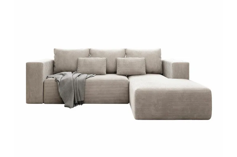 Listowel 3-seter Høyrevendt Hjørnesovesofa med Divan og Sjeselong i Stoff, Beige