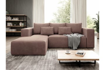 Listowel 3-seter Hjørnesovesofa med Divan og Sjeselong i Stoff med Treramme - Brun - Møbler - Sofaer - Sovesofaer - Sovesofa divan