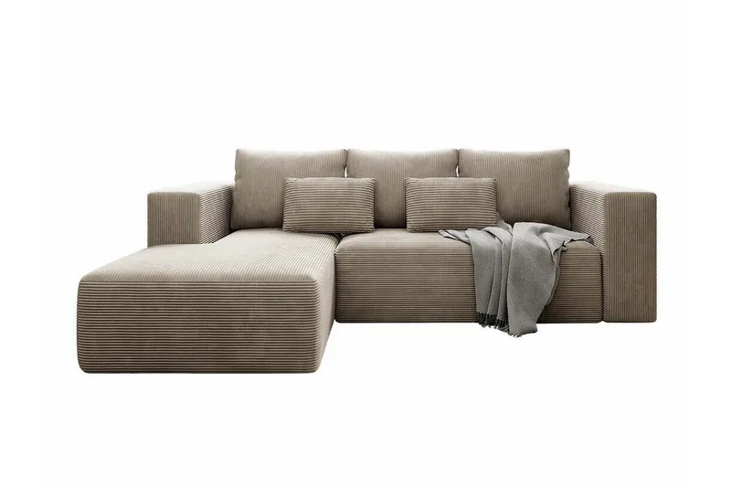 Listowel 3-seter Venstre Hjørnesovesofa med Oppbevaring i Kordfløyel, Beige