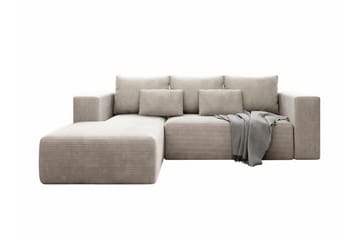 Listowel 3-seter Venstrevendt Hjørnesovesofa 121x205 cm med Oppbevaring - Beige - Møbler - Sofaer - Sovesofaer - Sovesofa divan