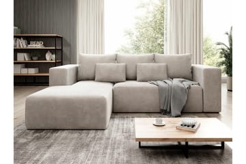 Listowel 3-seter Venstrevendt Hjørnesovesofa 121x205 cm med Oppbevaring - Beige - Møbler - Sofaer - Sovesofaer - Sovesofa divan