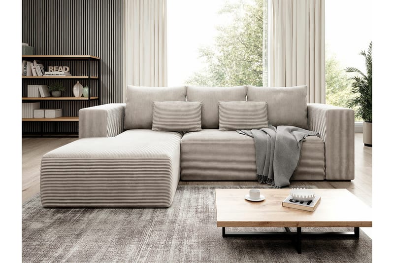 Listowel 3-seter Venstrevendt Hjørnesovesofa 121x205 cm med Oppbevaring - Beige - Møbler - Sofaer - Sovesofaer - Sovesofa divan