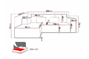 Listowel 3-sits Hörnbäddsoffa beige - Møbler - Sofaer - Sovesofaer - Sovesofa divan