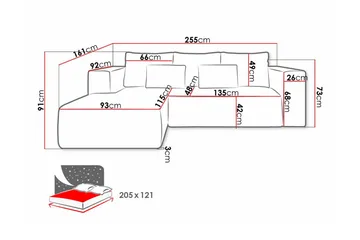 Listowel 3-sits Hörnbäddsoffa beige - Møbler - Sofaer - Sovesofaer - Sovesofa divan