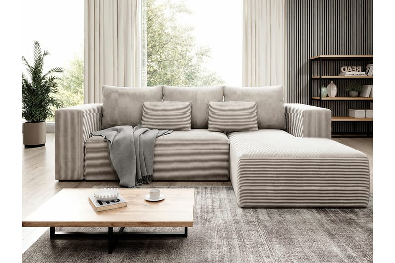 Listowel 3-sits Hörnbäddsoffa Beige/Light beige - Møbler - Sofaer - Sovesofaer - Sovesofa divan