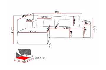 Listowel 3-sits Hörnbäddsoffa Beige/Light beige - Møbler - Sofaer - Sovesofaer - Sovesofa divan