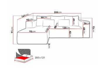 Listowel 3-sits Hörnbäddsoffa Beige/Light beige - Møbler - Sofaer - Sovesofaer - Sovesofa divan