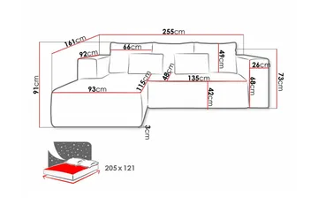 Listowel 3-sits Hörnbäddsoffa Black - Møbler - Sofaer - Sovesofaer - Sovesofa divan