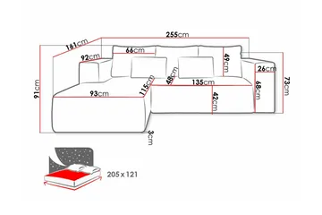 Listowel 3-sits Hörnbäddsoffa Black - Møbler - Sofaer - Sovesofaer - Hjørnesovesofa