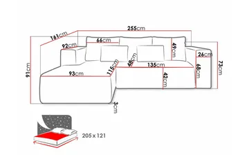 Listowel 3-sits Hörnbäddsoffa Brown - Møbler - Sofaer - Sovesofaer - Sovesofa divan