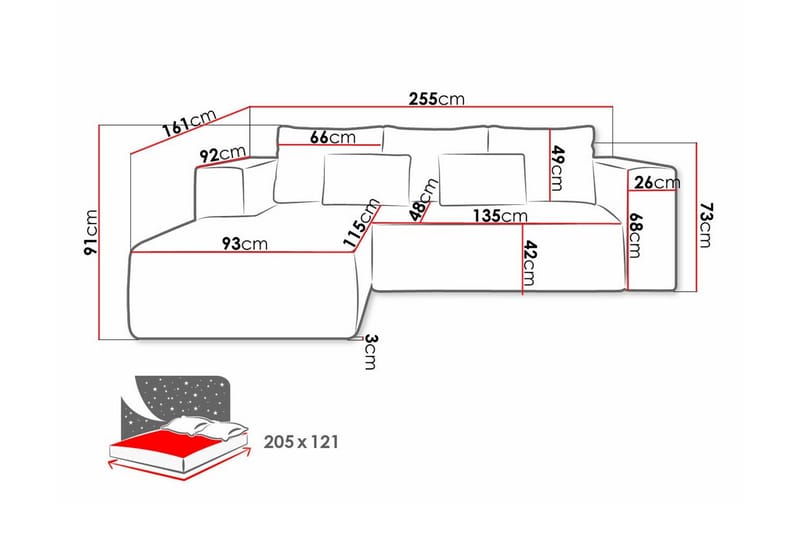 Listowel 3-sits Hörnbäddsoffa Dark blue - Møbler - Sofaer - Sovesofaer - Hjørnesovesofa
