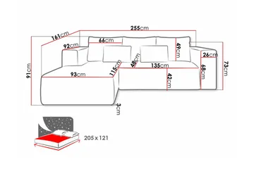 Listowel 3-sits Hörnbäddsoffa Dark blue - Møbler - Sofaer - Sovesofaer - Hjørnesovesofa