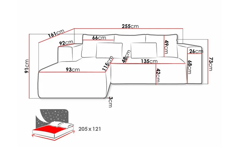 Listowel 3-sits Hörnbäddsoffa Dark blue - Møbler - Sofaer - Sovesofaer - Hjørnesovesofa