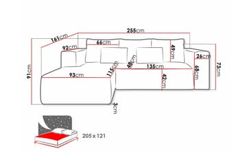 Listowel 3-sits Hörnbäddsoffa Dark green - Møbler - Sofaer - Sovesofaer - Hjørnesovesofa