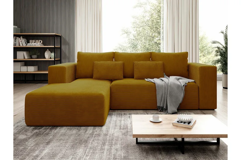 Listowel 3-sits Hörnbäddsoffa Dark yellow - Møbler - Sofaer - Sovesofaer - Sovesofa divan