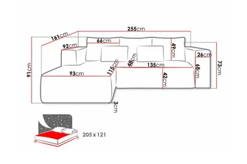 Listowel 3-sits Hörnbäddsoffa Dark yellow - Møbler - Sofaer - Sovesofaer - Sovesofa divan