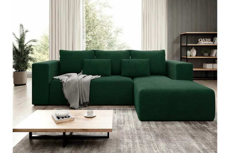 Listowel 3-sits Hörnbäddsoffa Green - Møbler - Sofaer - Sovesofaer - Sovesofa divan