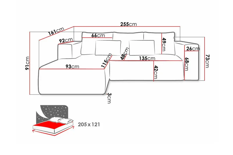 Listowel 3-sits Hörnbäddsoffa Green - Møbler - Sofaer - Sovesofaer - Sovesofa divan