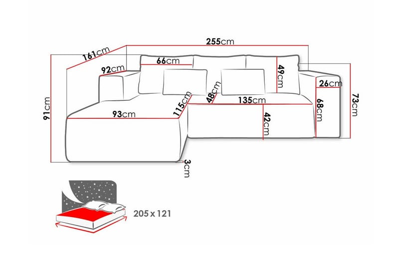 Listowel 3-sits Hörnbäddsoffa Green - Møbler - Sofaer - Sovesofaer - Sovesofa divan