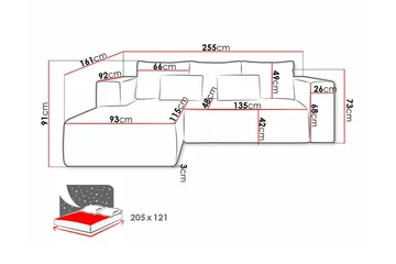 Listowel 3-sits Hörnbäddsoffa Light grey/Dark grey - Møbler - Sofaer - Sovesofaer - Sovesofa divan