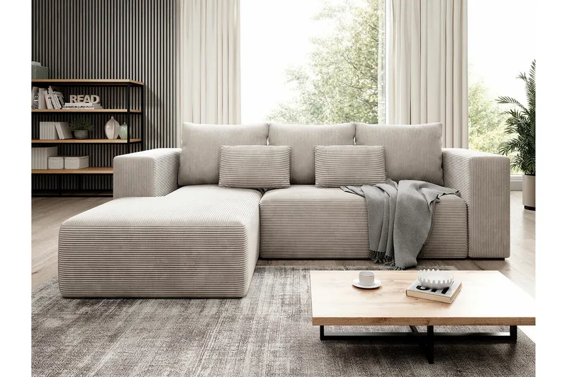Listowel 3-sits Hörnbäddsoffa NO_BRAND beige - Møbler - Sofaer - Sovesofaer - Sovesofa divan