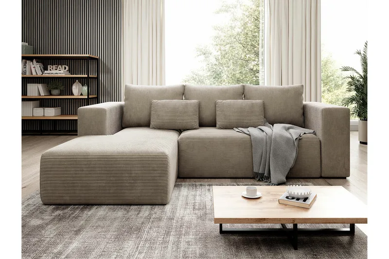 Listowel 3-sits Hörnbäddsoffa NO_BRAND beige - Møbler - Sofaer - Sovesofaer - Sovesofa divan