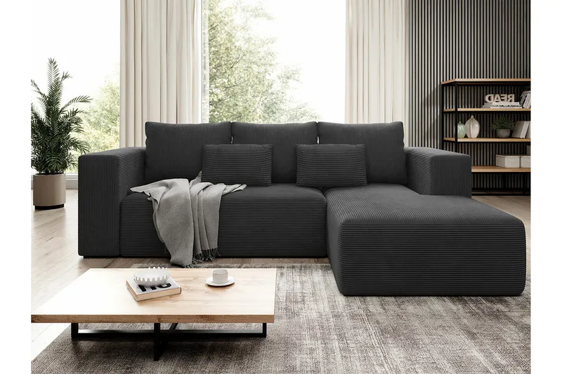 Listowel 3-sits Hörnbäddsoffa NO_BRAND Black - Møbler - Sofaer - Sovesofaer - Sovesofa divan