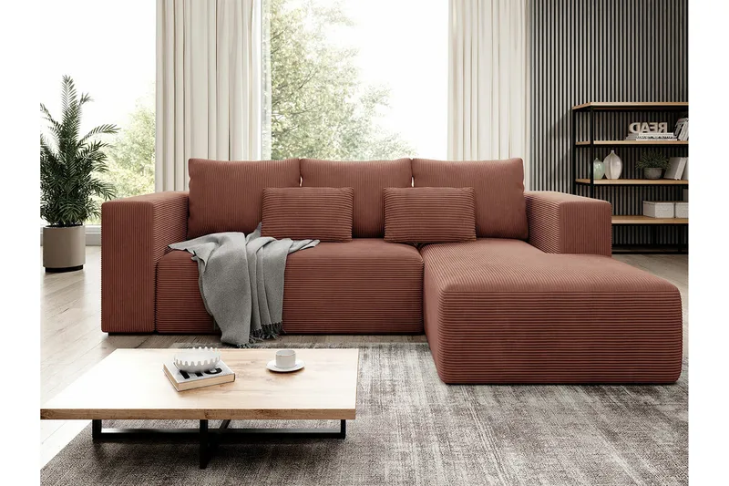 Listowel 3-sits Hörnbäddsoffa NO_BRAND Brown - Møbler - Sofaer - Sovesofaer - Sovesofa divan
