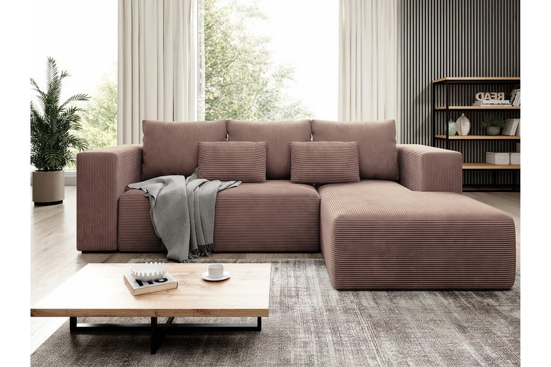 Listowel 3-sits Hörnbäddsoffa NO_BRAND Brown - Møbler - Sofaer - Sovesofaer - Sovesofa divan