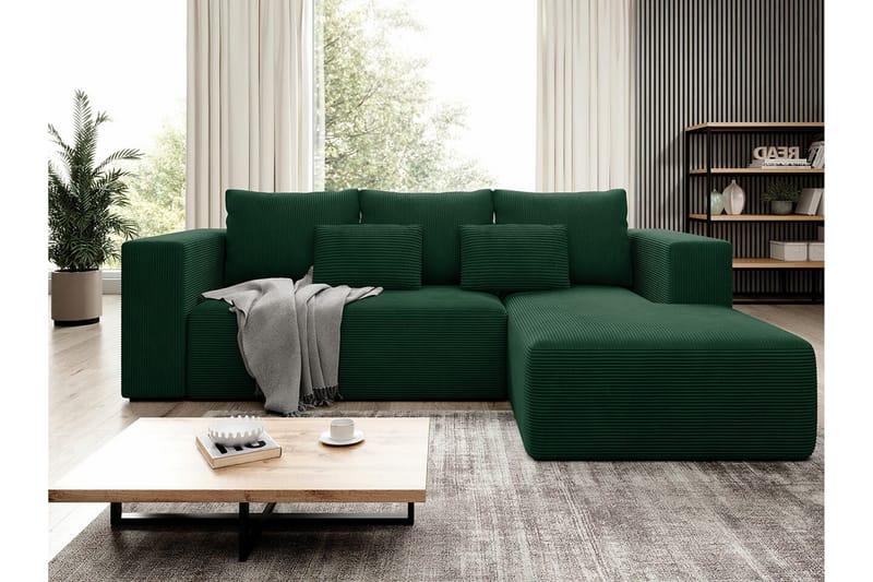 Listowel 3-sits Hörnbäddsoffa NO_BRAND Green - Møbler - Sofaer - Sovesofaer - Sovesofa divan