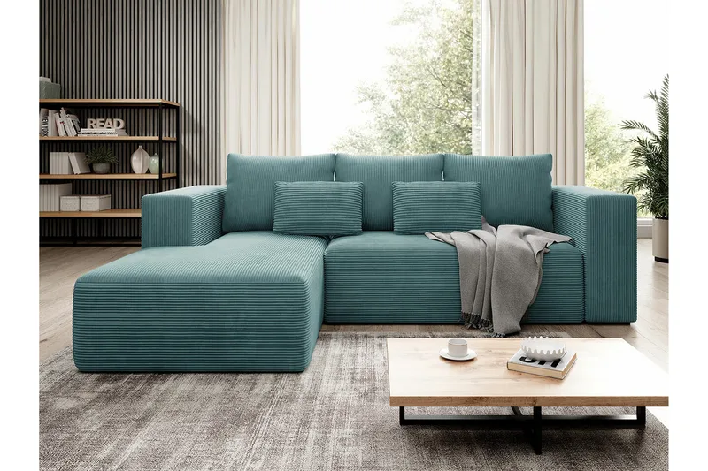 Listowel 3-sits Hörnbäddsoffa NO_BRAND Turquoise - Møbler - Sofaer - Sovesofaer - Sovesofa divan