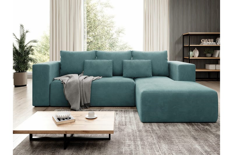 Listowel 3-sits Hörnbäddsoffa NO_BRAND Turquoise - Møbler - Sofaer - Sovesofaer - Sovesofa divan