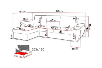 Listowel 3-sits Hörnbäddsoffa NO_BRAND White - Møbler - Sofaer - Sovesofaer - Sovesofa divan
