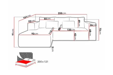 Listowel 3-sits Hörnbäddsoffa Turquoise - Møbler - Sofaer - Sovesofaer - Sovesofa divan