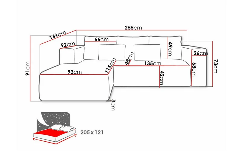 Listowel 3-sits Hörnbäddsoffa Yellow - Møbler - Sofaer - Sovesofaer - Hjørnesovesofa