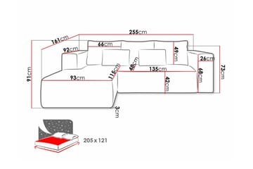 Listowel 3-sits Hörnbäddsoffa Pink - Møbler - Sofaer - Sovesofaer - Hjørnesovesofa