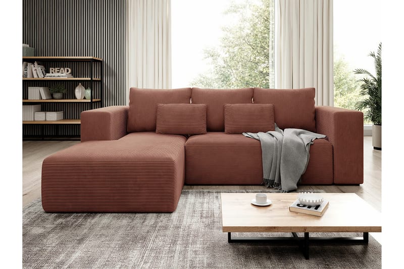 Listowel 3-sits Hörnbäddsoffa Pink - Møbler - Sofaer - Sovesofaer - Hjørnesovesofa