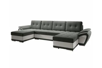 Listowel 4-seter U-formet Hjørnesovesofa 130x271 cm med Oppbevaring i Stoff - Grå - Møbler - Sofaer - Sovesofaer - Sovesofa divan