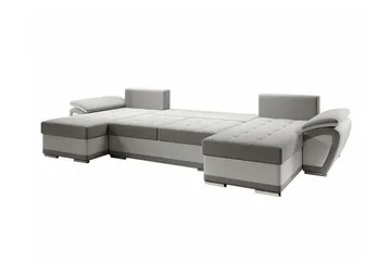 Listowel 4-seter U-formet Hjørnesovesofa 130x271 cm med Oppbevaring i Stoff - Grå - Møbler - Sofaer - Sovesofaer - Sovesofa divan