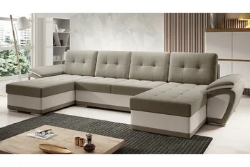Listowel 4-seter U-formet Hjørnesovesofa 130x271 cm med Oppbevaring - Muldvarpbrun - Møbler - Sofaer - Sovesofaer - Sovesofa divan