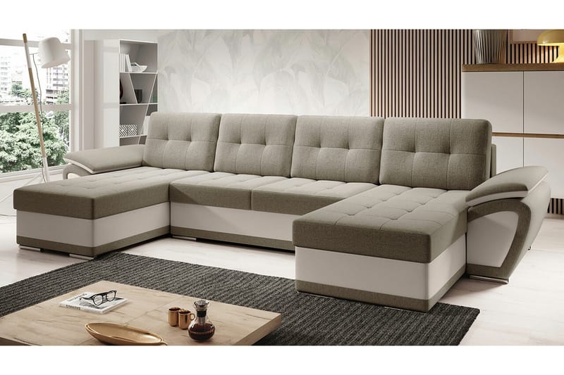 Listowel 4-seter U-formet Hjørnesovesofa 130x271 cm med Oppbevaring - Muldvarpbrun - Møbler - Sofaer - Sovesofaer - Sovesofa divan