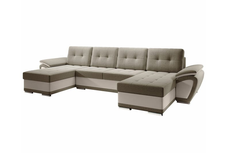 Listowel 4-seter U-formet Hjørnesovesofa 130x271 cm med Oppbevaring, Muldvarpbrun