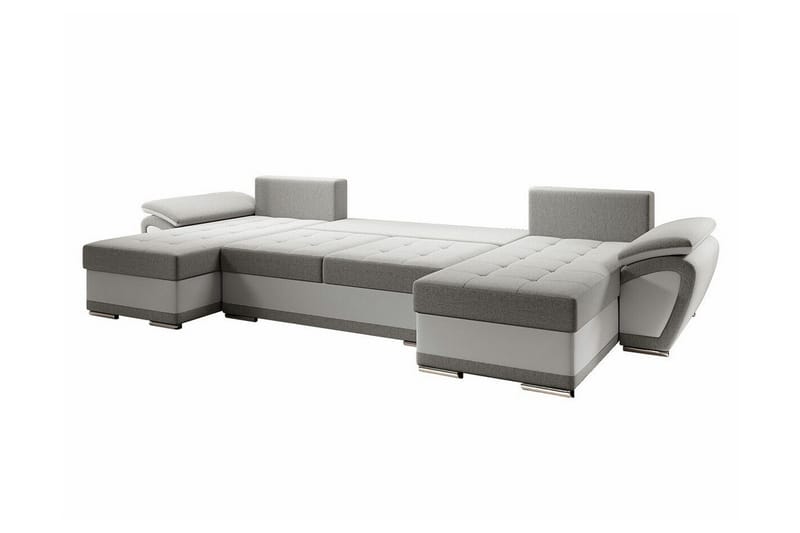 Listowel 4-seter U-formet Hjørnesovesofa i Stoff med Kunstlærunderrede - Grå - Møbler - Sofaer - Sovesofaer - Sovesofa divan