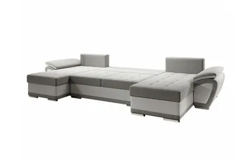 Listowel 4-seter U-formet Hjørnesovesofa i Stoff med Kunstlærunderrede - Mørkegrå - Møbler - Sofaer - Sovesofaer - Sovesofa divan
