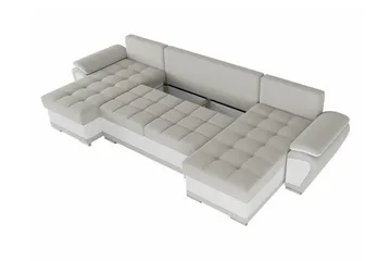 Listowel 4-seter U-formet Hjørnesovesofa i Stoff med Kunstlærunderrede - Mørkegrå - Møbler - Sofaer - Sovesofaer - Sovesofa divan